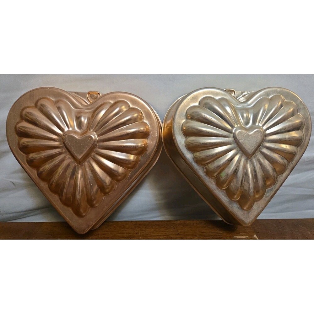 Vintage Copper Heart Jello Mold Wall Hanging 6.75” Kitchen Decor